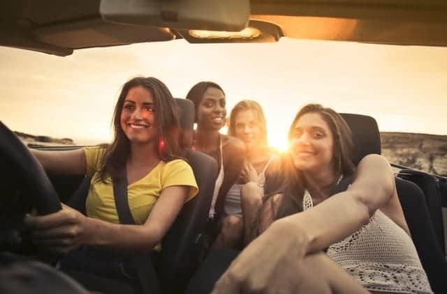 Girls driving in a car