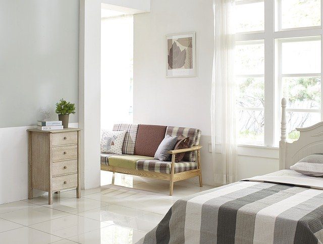 A white and airy guest bedroom
