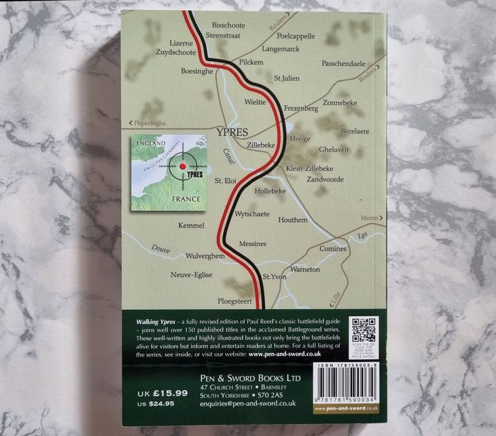 Map of Ypres and the battlefields in Belgium