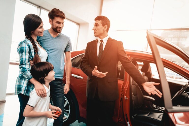 Family looking at a larger car when considering PCP car finance