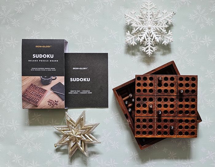 Premium wooden sudoku game for grandparents from Boostology.