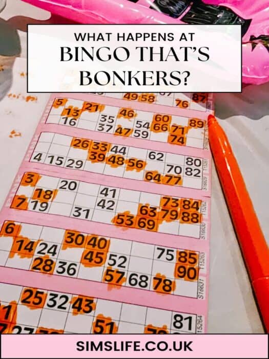 Bingo card being filled in at a Bingo Thats Bonkers event.