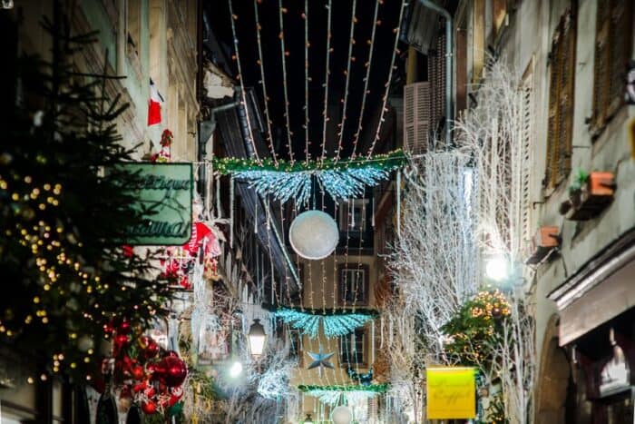 Christmas lights in Strasbourg, France.