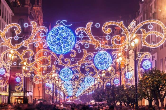 Seville Christmas Lights Avenida de la Constitucion.