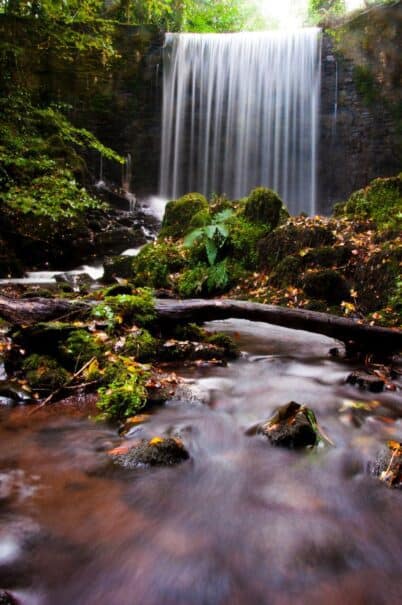 A waterfall in Camarthenshire Wales in Autumn.