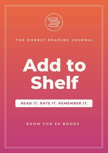 Coral and pink Add to Shelf reading journal cover with white lettering and a simple book icon.